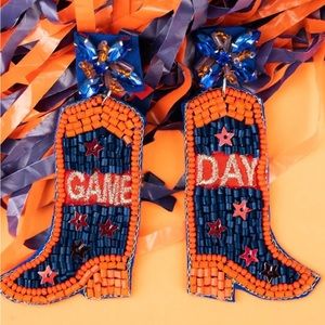 Orange/Blue Game Day Boots Seed Bead Earrings